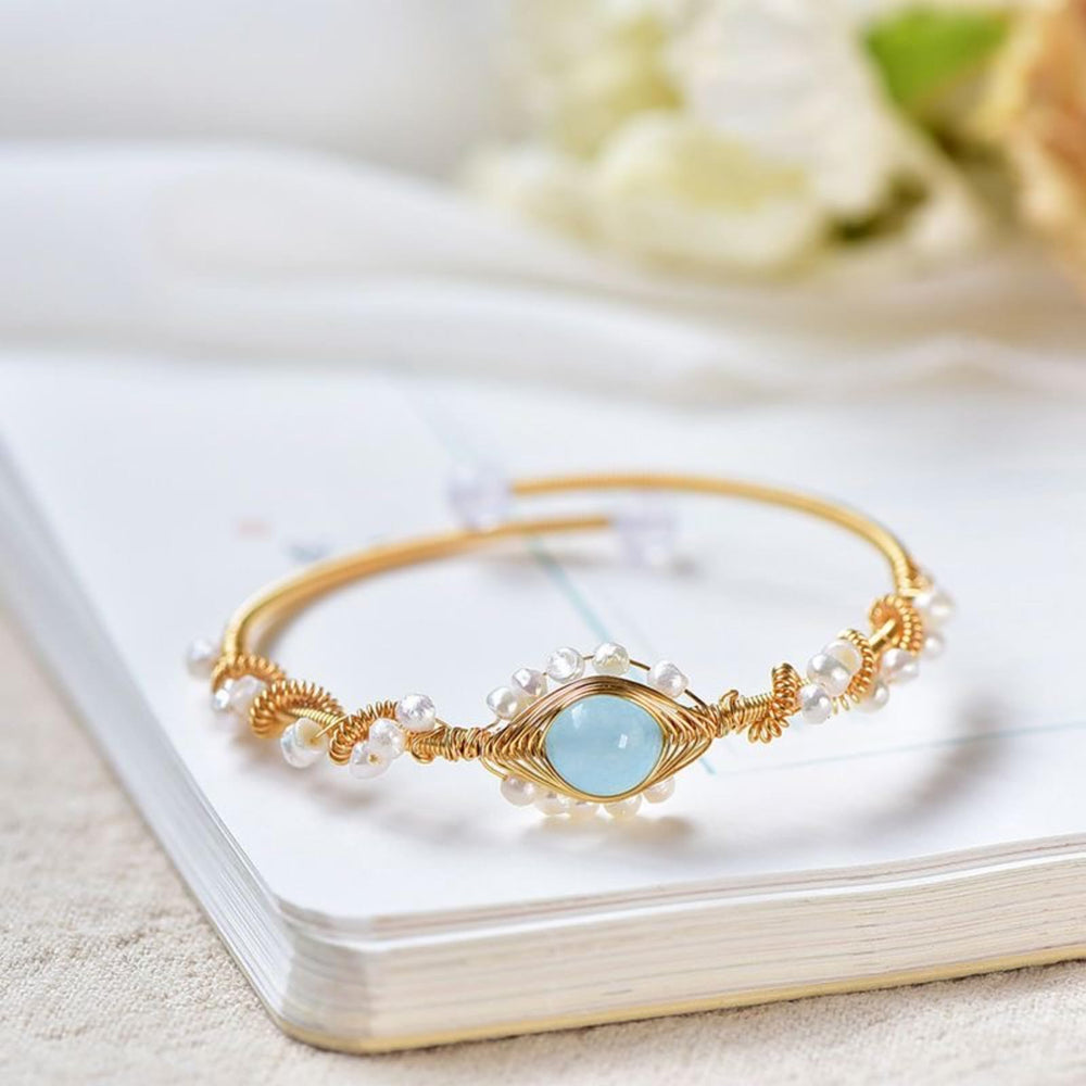 Bracelets For Women- Pearl Bracelets For Women Gold Plating Pearl Bracelet Gold Wire Braided Vintage Style Bracelets Cuff Bracelets Fashion Bracelet