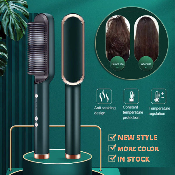2-in-1 Straightener- New 2 In 1 Hair Straightener Hot Comb Negative Ion Curling Tong Dual-purpose Electric Hair Brush