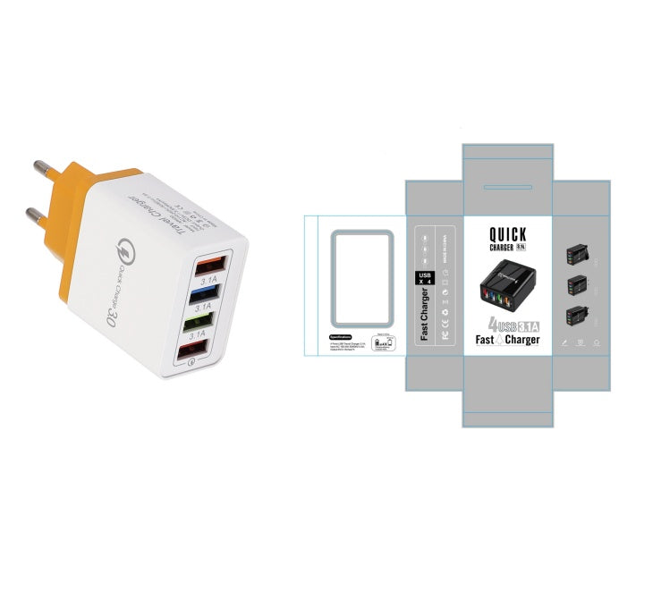 Adapter- USB Charger Quick Charge 3.0 4 Phone Adapter For Tablet Portable Wall Mobile Charger Fast Charger