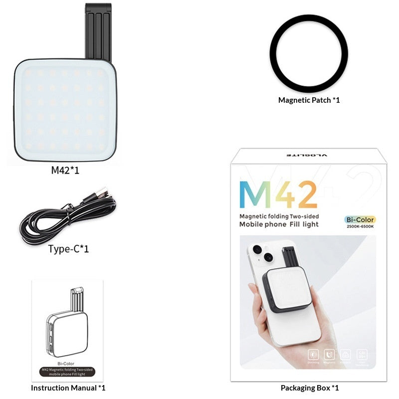 Magnetic- Square Magnetic-suction Foldable Dual-sided Fill Light For Mobile Livestreaming