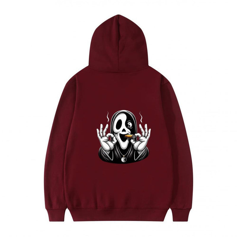 Streetwear Skull Print Hoodie for Men and Women, Casual Sports Sweatshirt