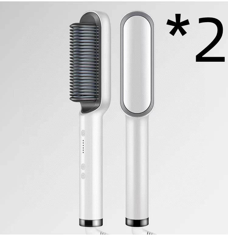 2-in-1 Straightener- New 2 In 1 Hair Straightener Hot Comb Negative Ion Curling Tong Dual-purpose Electric Hair Brush
