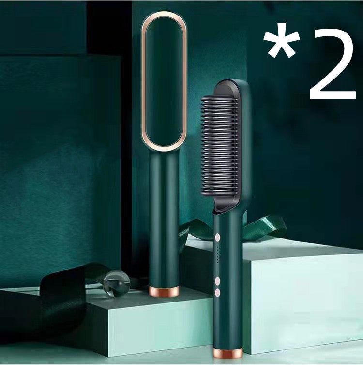 2-in-1 Straightener- New 2 In 1 Hair Straightener Hot Comb Negative Ion Curling Tong Dual-purpose Electric Hair Brush