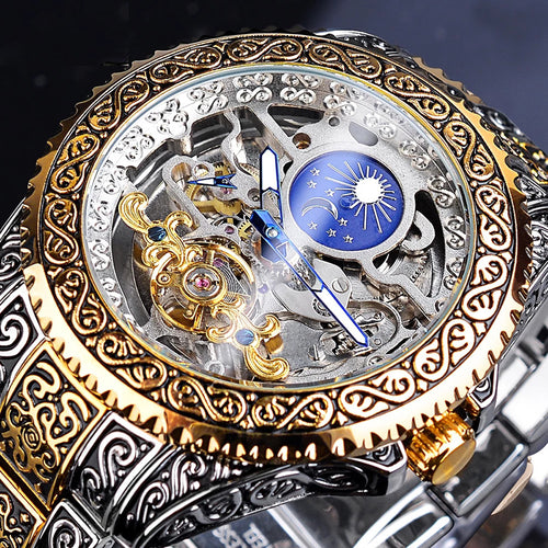 Watch for Men-  Forsining Skeleton Carved Tourbillon Mechanical Watches Luxury Men's Wristwatch