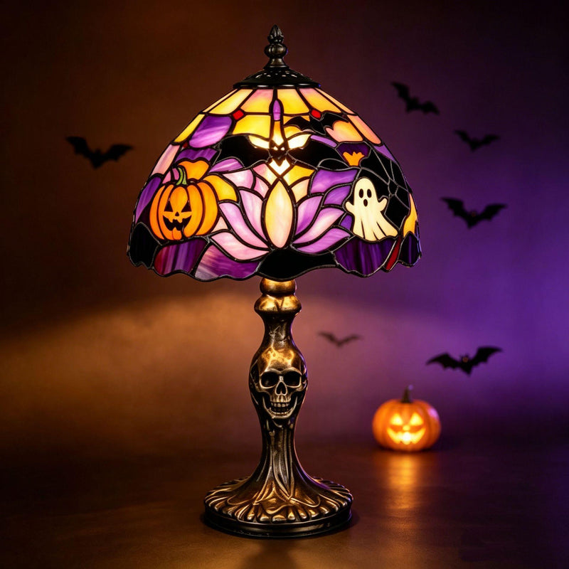 Halloween Night Light USB Powered Handcrafted Resin Pumpkin Lamp Retro Glowing Gothic Halloween Table Lamp Holiday Decor