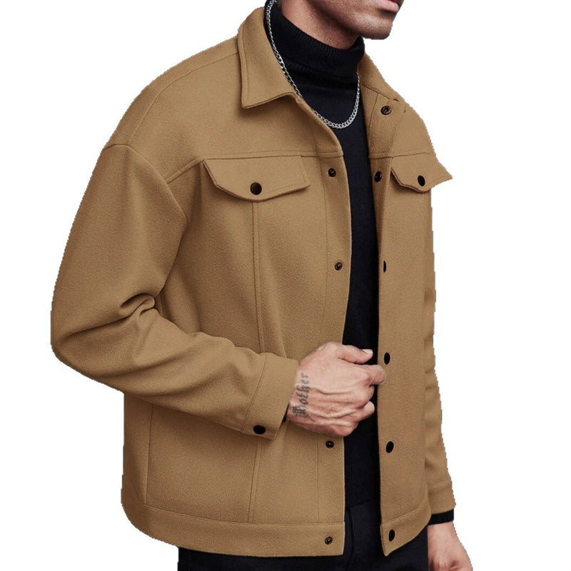 Jacket For Men- European And American Cross-Border Amazon Temu Autumn And Winter New Style Men's Woolen Lapel Jacket Casual Sports Business Jacket For Men