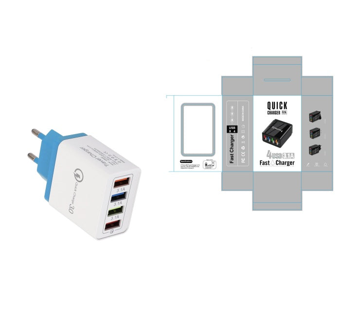 Adapter- USB Charger Quick Charge 3.0 4 Phone Adapter For Tablet Portable Wall Mobile Charger Fast Charger