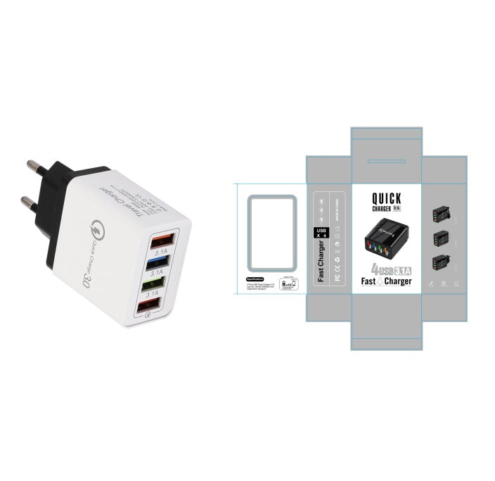 Adapter- USB Charger Quick Charge 3.0 4 Phone Adapter For Tablet Portable Wall Mobile Charger Fast Charger