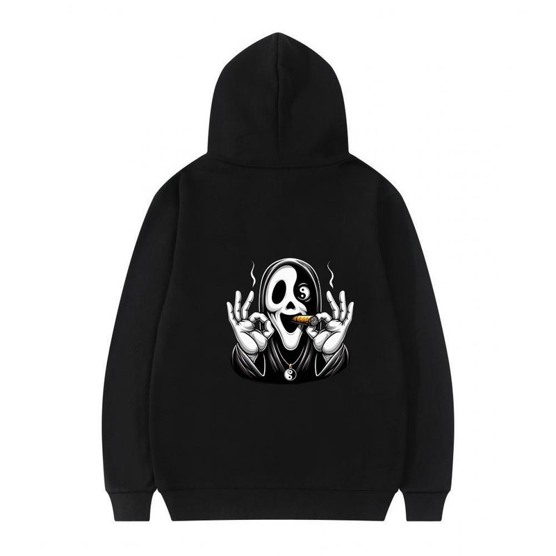 Streetwear Skull Print Hoodie for Men and Women, Casual Sports Sweatshirt