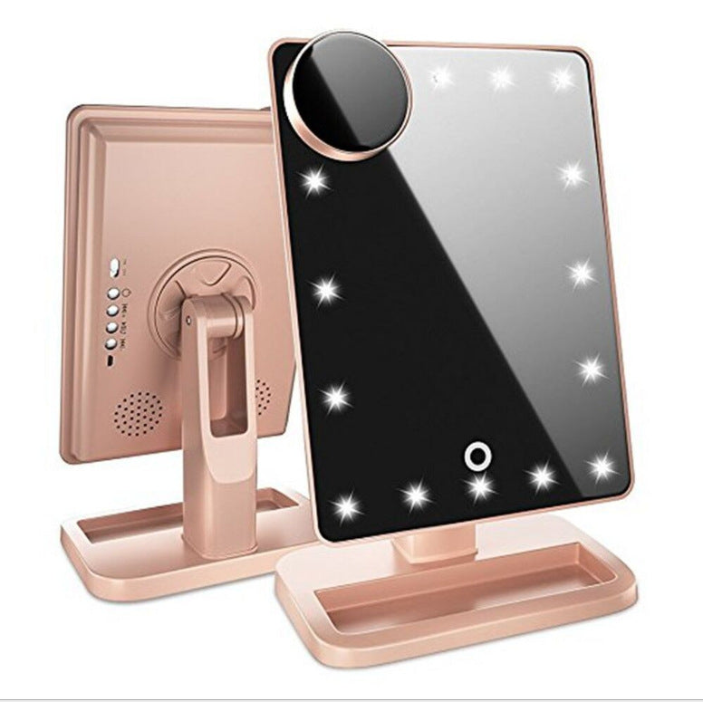 Mirror- Touch Screen Makeup Mirror With 20 LED Light Bluetooth Music Speaker 10X Magnifying Mirrors Lights