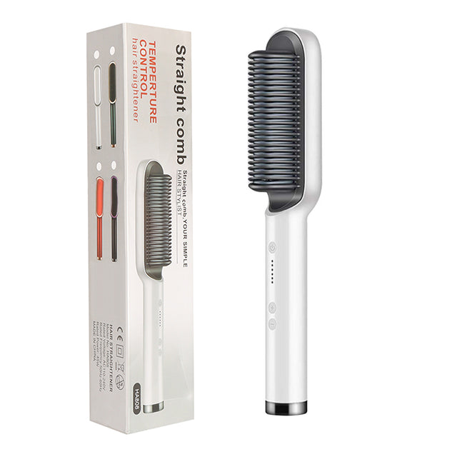 2-in-1 Straightener- New 2 In 1 Hair Straightener Hot Comb Negative Ion Curling Tong Dual-purpose Electric Hair Brush