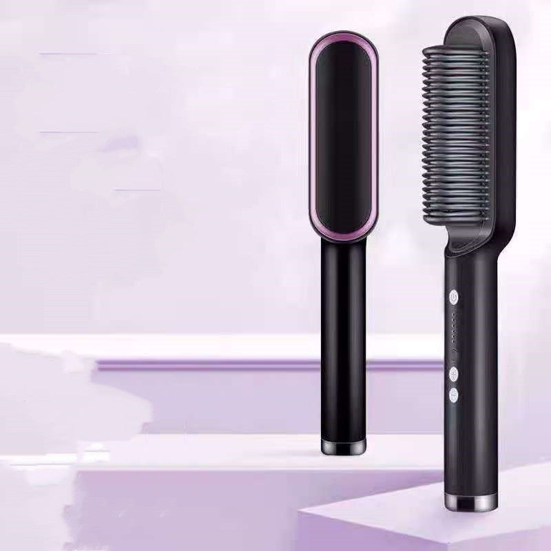 2-in-1 Straightener- New 2 In 1 Hair Straightener Hot Comb Negative Ion Curling Tong Dual-purpose Electric Hair Brush