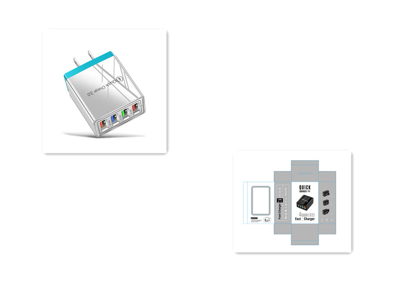 Adapter- USB Charger Quick Charge 3.0 4 Phone Adapter For Tablet Portable Wall Mobile Charger Fast Charger
