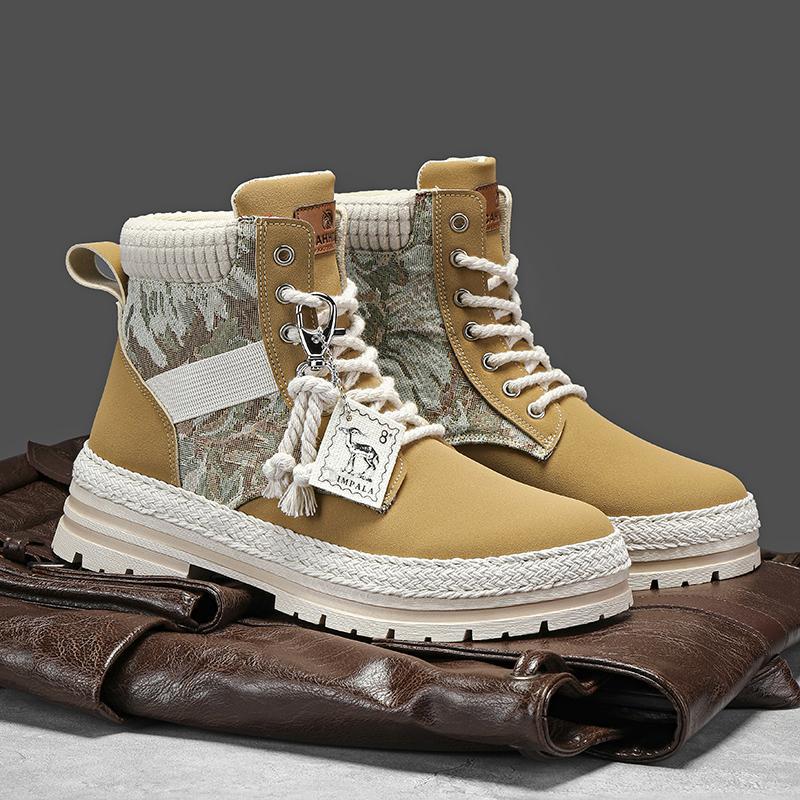 Martin Boots - Autumn canvas high top shoes men's casual motorcycle short boots workwear boots hiking Martin boots board shoes