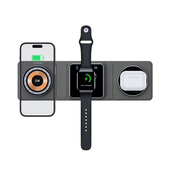Wireless Charger- 3 IN 1 Magnetic Folding Wireless Charger Station For IPhone Transparent Fast Charging For IWatch And Airpods