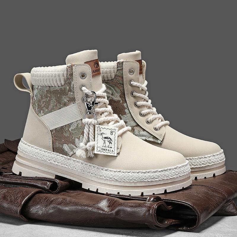 Martin Boots - Autumn canvas high top shoes men's casual motorcycle short boots workwear boots hiking Martin boots board shoes