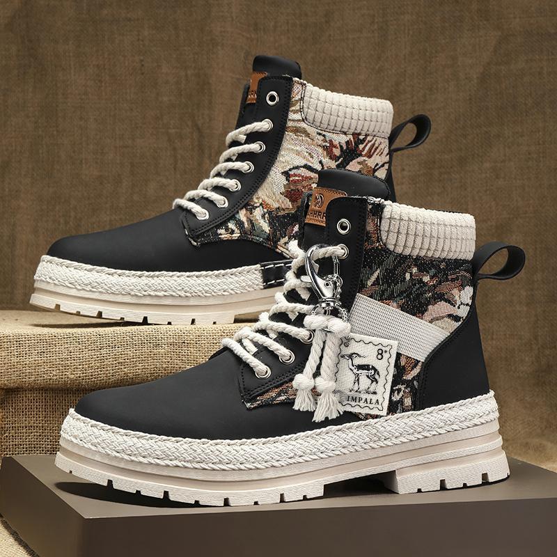 Martin Boots - Autumn canvas high top shoes men's casual motorcycle short boots workwear boots hiking Martin boots board shoes