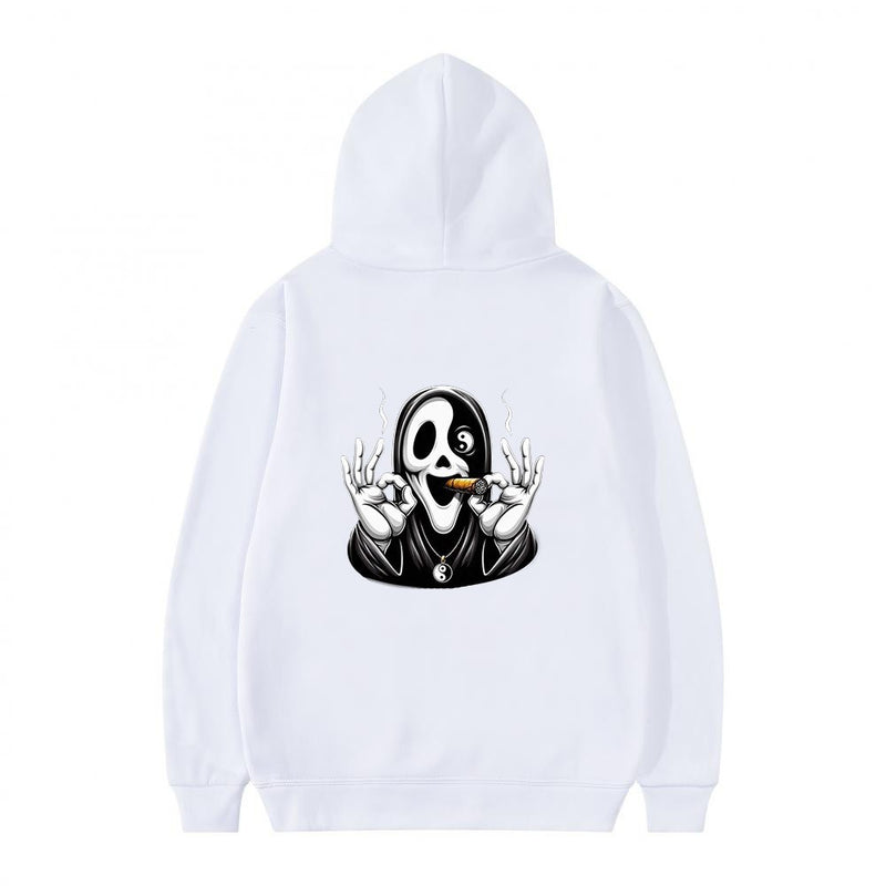 Streetwear Skull Print Hoodie for Men and Women, Casual Sports Sweatshirt