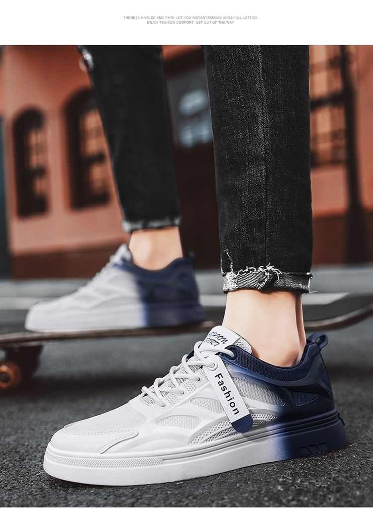 Men’s Gradient Blue-White Casual Sneakers | Lightweight Comfort Fashion Shoes