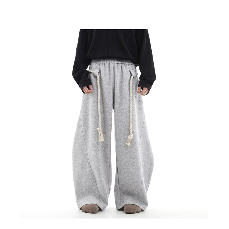 Pants For Men- Women- Retro Gray Sports Wide-leg Pants Loose Casual Pants