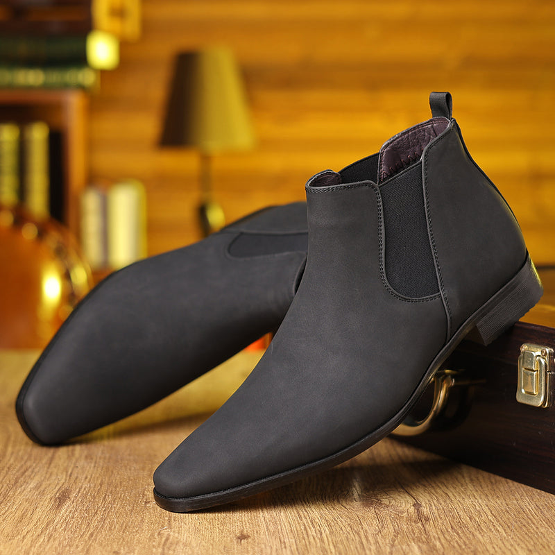 Boots For Men- British-Style Suede Men's Chelsea Boots With Elastic Cuffs, Durable Low-Heeled Business Men's Boots, Cross-Border Dropshipping