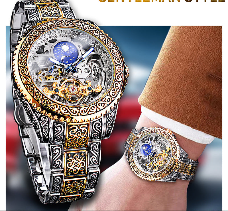 Watch for Men-  Forsining Skeleton Carved Tourbillon Mechanical Watches Luxury Men's Wristwatch