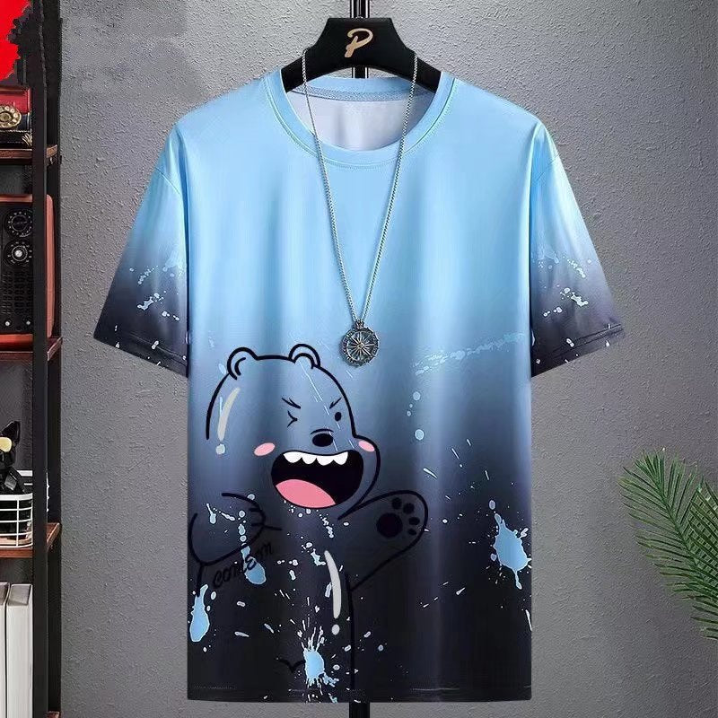 T Shirt For Men- Gradient Half-length Sleeve Versatile Casual T-shirt