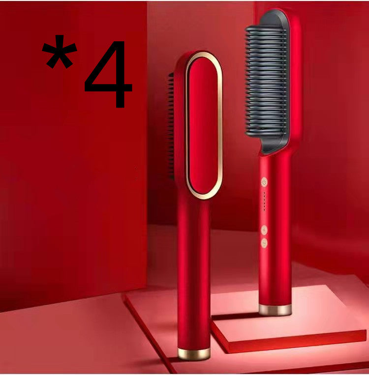 2-in-1 Straightener- New 2 In 1 Hair Straightener Hot Comb Negative Ion Curling Tong Dual-purpose Electric Hair Brush