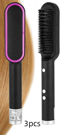 2-in-1 Straightener- New 2 In 1 Hair Straightener Hot Comb Negative Ion Curling Tong Dual-purpose Electric Hair Brush