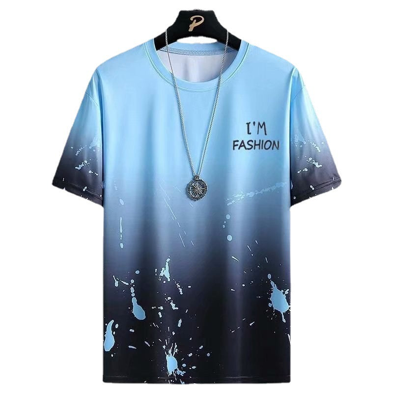 T Shirt For Men- Gradient Half-length Sleeve Versatile Casual T-shirt