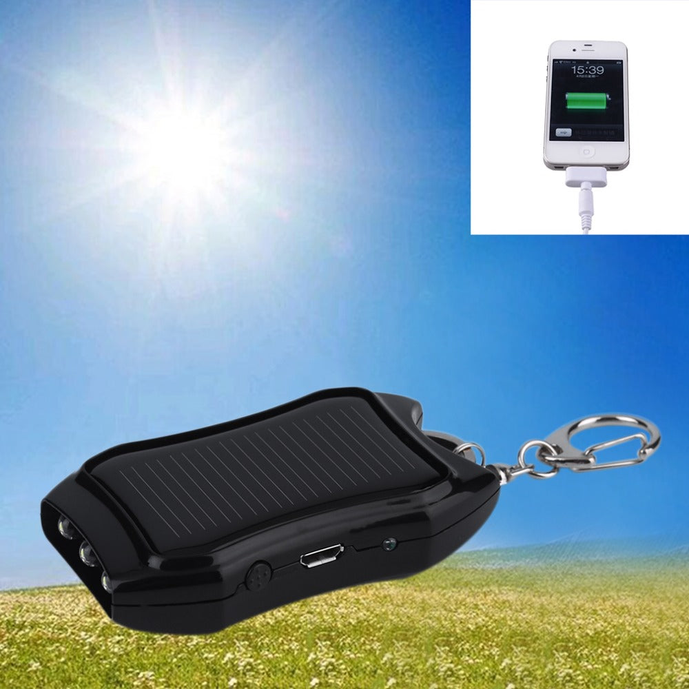 Power Bank- Solar Mobile Phone Power Bank  Flashlight Keychain Power