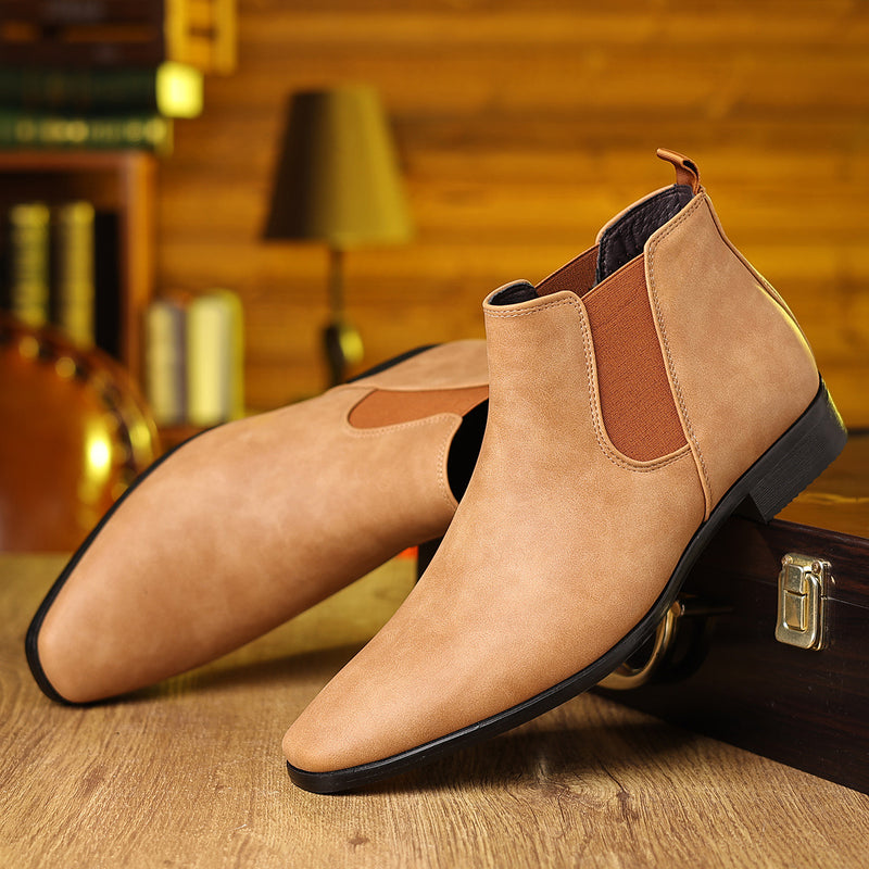 Boots For Men- British-Style Suede Men's Chelsea Boots With Elastic Cuffs, Durable Low-Heeled Business Men's Boots, Cross-Border Dropshipping