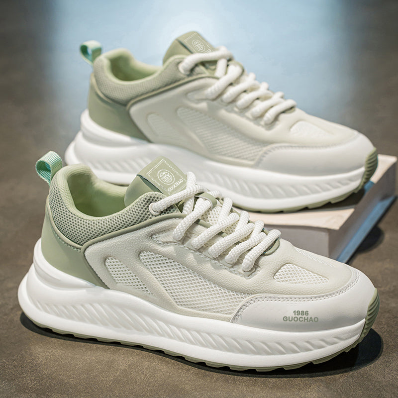 Shoes For Men- Men's New Spring Breathable Hollow Mesh Sneakers, Versatile Height Increasing Running Athletic Trendy Shoes For Teenagers