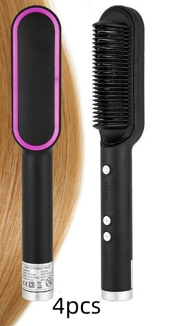 2-in-1 Straightener- New 2 In 1 Hair Straightener Hot Comb Negative Ion Curling Tong Dual-purpose Electric Hair Brush