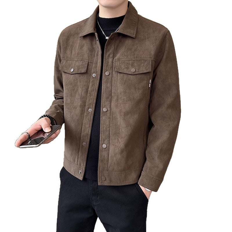 Jacket For Men- Men's Classic Simple Versatile And Comfortable Suede-collared Jacket
