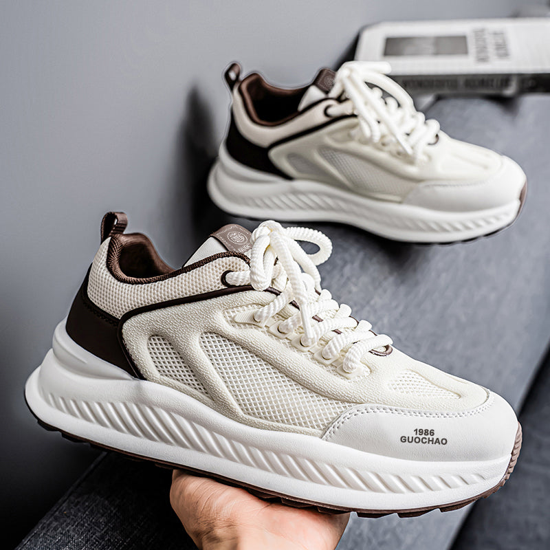 Shoes For Men- Men's New Spring Breathable Hollow Mesh Sneakers, Versatile Height Increasing Running Athletic Trendy Shoes For Teenagers