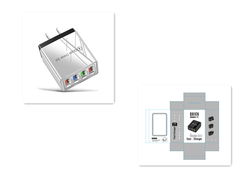 Adapter- USB Charger Quick Charge 3.0 4 Phone Adapter For Tablet Portable Wall Mobile Charger Fast Charger