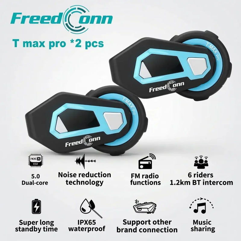 Freedconn T-Max Pro Helmet Bluetooth 6 Rider Intercon