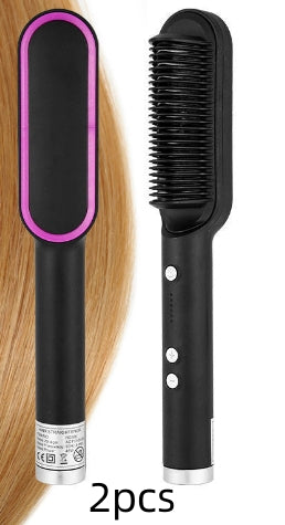 2-in-1 Straightener- New 2 In 1 Hair Straightener Hot Comb Negative Ion Curling Tong Dual-purpose Electric Hair Brush
