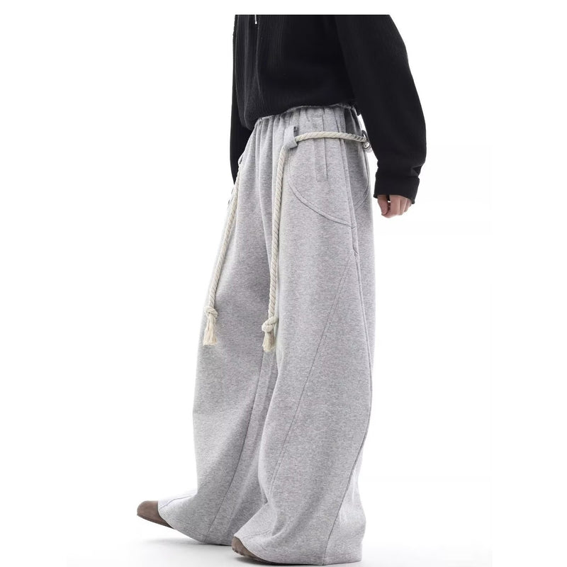 Pants For Men- Women- Retro Gray Sports Wide-leg Pants Loose Casual Pants